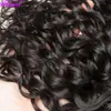 Fasci di capelli ondulati con onda d'acqua 30 pollici lunghi 3/4 pezzi lotto capelli umani Remy bagnati e ondulati tesse nero naturale peruviano per le donne 240110
