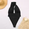 Kobiety stroju kąpielowego dla kobiet dla kobiet seksowne wycięcie monokini jedno ramię w wysokim talii czarny biały kostium kąpielowy