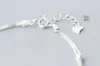 Anklets 100% verkliga. 925 Sterling Silver Jewelry Två lager Multirows Lucky Beads Star Anklet Armband CS0758