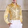 Męskie koszule Slim Fit Men koszula formalne topy luksusowe cekiny występy na imprezy ślubne