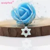 Necklaces (1pc/lot) New Fashion 10mm dark blue/white Jewish Star of David with Hollow Opal Necklace Women opal jewelry for gift