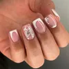 False Nails Ins Simple French Love Heart Design Press On Sweet Style Fake Nail Patch Full Cover Wearable Tips