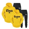 Lover Outfit Her QUEEN or His KING Printed Tracksuits Couple Hoodies Suits Hooded Sweatshirt and Sweatpants Two Piece Set S-4XL 240111
