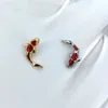 MDNEN G23 Goldfish EAR PIERC Oil Dripping Paved Threaded Top Studs Tragus Pircing Earrings Lip Stud Piercing Jewelry 240110