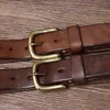 3,5 cm Szerokość Vintage luksusowe ręcznie robione ręcznie wykonane skórzane miedziane klamra Man's Cowhide Retro All-Match Casual Dżinsy Miękki pasek 240110