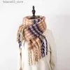 Halsdukar Autumn Winter Scves Women's Thick Warm Moft Skin Friendly Scarf Fashionable Colorful Plaid Daily Outfit With Sweet Sweet Shawl Q240111