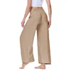 Women's Pants Women High Waisted Elastic Pleated Flare Palazzo Beach Pant Bell Bottom Trousers Split Wide Leg Pantalones De Mujer