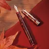 LT Hongdian N8 Red Maple Pen Season Limited Women Boys High-grade Retro Light Color Acrylic Resin Fountain Pen For Gift 240110