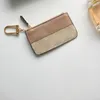 Designer kortinnehavare kvinnor pochette cles lyxiga nyckelring plånbok mode män korthållare påse ringkedja mini mynt handväska charm canvas läder väska låda serienummer