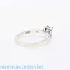 Designer de jóias Pandoraring Dora's Band Anéis namorados S925 prata brilhante em forma de coração única pedra moda luz luxo amor simples anel feminino presente