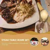 Zestawy naczyń obiadowych Zestaw Gold Splate łyżki łyżki widelca metalowy zachodni stołowa stek