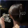 Pinces à cheveux Barrettes Noir et blanc Plaid Claw Clips Grande Barrette Crab Cheveux Griffes Bain Clip Queue de cheval pour femmes filles Accessoires Dhsje