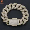 Pulsera personalizada de alta gama para hombre, Hip-hop, 15mm, S925, plata 9k, 10k, 14k, oro de 18k, pulsera cubana con diamantes de moissanita