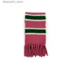 Scarves High Quality Shawl Hand-worn Fringed Knitted Striped Wool Blend Scarf Women Warm Soft Tassel Muffler Girls Autumn Winter Female Q240111