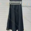 Women's designer maxi dress positioning logo webbing waist patchwork skirt