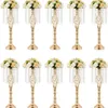 10 stuks gouden bruiloft centerpieces voor tafel kristallen bloemstandaard 193 inch hoge vaas met kroonluchter metalen hol 240110