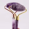 Amethyst Sawtooth Face Roller Natural Stone Crystal Massage Acupuncture Tool Health Beauty Neck Slimming Anti Wrinkle Cellulite 240111