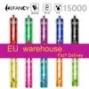 Oryginalny magazyn UE Hifancy Bar 15000 Puffs Vape Desechable Disposable Vape Electronic papieros z ładownym 750 ml 24 ml podwieszka Vaper 12K Puff 15K Vapes
