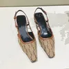 Robe chaussures designer femmes talons hauts slingback sandales de luxe sexy chaton talon talon mode pompes en cuir fête de mariage taille 35-41