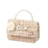 Korean Women Mini Handbags Tote Cute Pearl Messenger Bag Girl Small Coin Wallet Pouch Girls Party Hand Bag Purse 240111