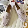 Loafers Erkekler Tasarımcı Ayakkabı Kadın Daireler Süet İnek Deri Knot LP Yaz Takılar Yürüyen Loafers Yumuşak Mokasinler Üzerinde Düşük Topuk Kayma Loafer Resmi Sürüş Günlük Ayakkabılar