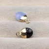 Pendant Necklaces 2pcs Natural Stone Section Obsidian Aquamarine Healing Crystals Charms For Jewelry Making DIY 8x12mm