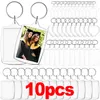 Chaveiros 1/10 pcs Acrílico Em Branco Keyring Clear Imagem Pingente Transparente PO Quadro Chaveiro Borlas Snap-In Inserção Personalizada