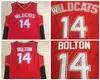 Uomo Zac Efron Troy Bolton 14 East High School Musical Wildcats Maglie da basket Camicie rosse cucite SXXL8796025