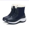 Botas femininas sapatos punk de neve mulher rendas manter quente plataforma tornozelo moda chunky inverno calçados botas mujer