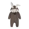 Spring Autumn born Baby Boys Rabbit Cartoon Hooded Rompers Infant Jumpsuits Easter Bunny Baby Romper Zipper born Clothes 240111