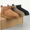 Mini Kadın Shearling Bootie Uggies Kar Botları Yumuşak Konforlu Koyun Dinleri Sıcak Ayakkabıları Kart Tuz çantası ile Tutun Güzel Hediyeler