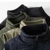 Fleece förtjockar män i maistcoat lös casual stativ krage militär stil armé grön sport ärmlös outkläder trendiga chic väst 240110