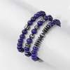 Bracelets de charme 3 pièces/ensemble Howlite perlé pierre naturelle hématites labradourites perles pour femmes hommes bijoux de Protection de la santé