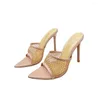 Slippers Women Shoes Sandalias De Mujer Fashion Hollow Pointed Toe Thin High Heel Sexy Solid Outside Wearing