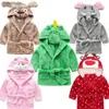 fashion Kids Boy Girl Animal Bathrobe Cartoon Soft Flannel Robe Pajamas Baby Kids Children Warm Clothes 2-6Years Old 240111