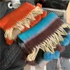 Scarves Korea Real Rabbit Fur Ball Warm Dopamine Scarf Soft Stripe Long Shawl Female Colorfur Thermal Y2K Scarf Girls Teen Muffler Q240111