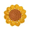 Tapis de tournesol faits à la main 12cm, napperon en Crochet à la main, tapis de tasse tricoté, accessoires Po, napperon décoratif pour la maison