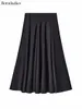 Bornladies Elegante Satijnen Losse Vrouwen Rok Hoge Taille Maxi Rokken Streetwear Klassieke Lange Rok Mode Vrouwelijke Zwarte Rok 240110