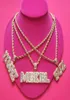 Hip Hop Jewelry Grandbling Customized Letters Pendant Iced Out Zircon Letters Nekclace with Rope Chain Choker for Women89685105154851