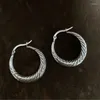 Boucles d'oreilles créoles plaquées argent 925, Design Vintage, cercle pour femmes, Huggies géométriques exquises, Eh1808