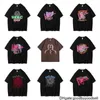 Camisetas sp5der homens mulheres de alta qualidade camisetas moda carta quadro impresso preto rosa homens aranha camiseta algodão casual tees w9ka