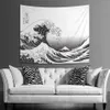 Tapisserie japonaise Kanagawa Big Wave, décoration murale psychédélique pour chambre d'adolescent indie, grand tissu suspendu en macramé, 240111