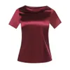 Essigsäure-Satin-T-Shirt für Damen, kurzärmelig, 2023 Frühjahr/Sommer, neues, lockeres, schwarzes Basisshirt, High-End-Feeling-Top