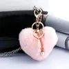 Porte-clés belle peluche coeur de pêche pompon pour femmes filles sac pendentif gland porte-clés anneaux porte-clés accessoires