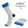 Emilback 5 PRS/Lot Colorful Mens Happy Funny Casual Long Bamboo Socks High Quality Very Soft Antibacterial Big Size Breathable S 240110