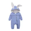 Spring Autumn born Baby Boys Rabbit Cartoon Hooded Rompers Infant Jumpsuits Easter Bunny Baby Romper Zipper born Clothes 240111