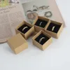100pcs anéis caixa de jóias 4 * 4 * 3cm caixas de papelão de presente kraft para anel colar brinco mulheres jóias embalagem com esponja dentro 240110