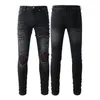 Amirs jeans designer mens jeans purple brand jeans High Street Hole Star Patch Men's womens amirs star embroidery panel trousers stretch slim-fit trousers Jean pants