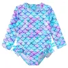 Gym Clothing BAOHULU Cute Toddler Baby Girl Swimwear Long Sleeve UPF50 Infant Bathing Suits Bright Ruffle Swimsuit Kids One Piece Beachwear