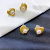 Stud Earrings Natural Fresh Water 6-7MM Bright Mantou Pearl 14K Gold Filled Frosted Cookies Love S925 Silver Needle Romantic Luxury